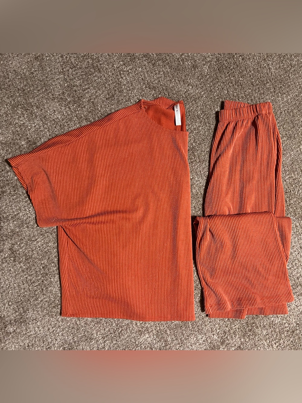Dear Scarlett Ribbed Travel Set Terracotta Wide Leg Pants Matching Set Small